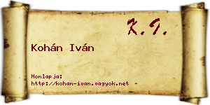 Kohán Iván névjegykártya