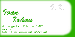 ivan kohan business card